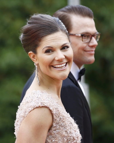 Sweden's Crown Princess Victoria and her fiance Daniel Westling arrive for a Government dinner at the Eric Ericson Hall in Skeppsholmen June 18, 2010, as part of this weekend's wedding celebrations. Sweden's Crown Princess Victoria and her fiance Daniel Westling will be married on June 19, 2010. Westling, 36, owner of a luxury gym, was the personal trainer who helped Princess Victoria, 32, recover from bulimia. 