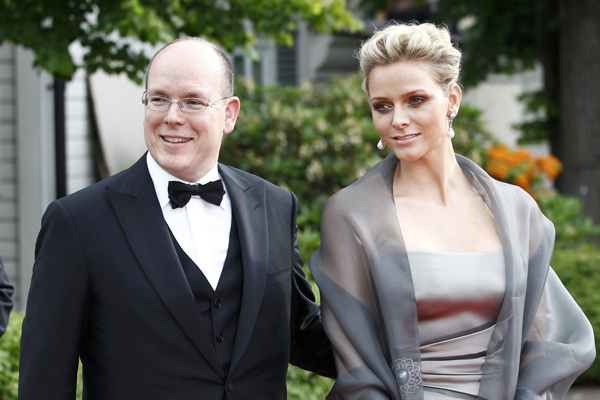 Prince Albert of Monaco and Charlene Wittstock arrive for a Government dinner at the Eric Ericson Hall in Skeppsholmen June 18, 2010, to celebrate the wedding of Sweden's Crown Princess Victoria and Daniel Westling, who will be married in Stockholm Cathedral on June 19. 