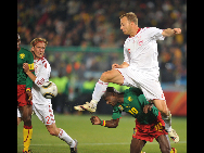 The Indomitable Lions Cameroon were sent home following a 2-1 defeat to Denmak in a World Cup Group E match on June 19, 2010. [Xinhua]