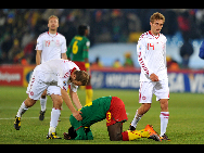 The Indomitable Lions Cameroon were sent home following a 2-1 defeat to Denmak in a World Cup Group E match on June 19, 2010. [Xinhua]