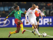 The Indomitable Lions Cameroon were sent home following a 2-1 defeat to Denmak in a World Cup Group E match on June 19, 2010. [Xinhua]