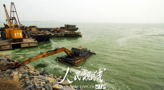 A large expanse of blue-green algae is seen floating on the surface of Shuangqiao River, which belongs to eastern half of Chaohu Lake in Hefei, capital of east China's Anhui Province, June 22, 2010.