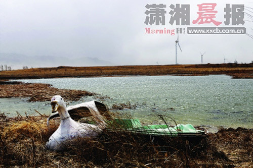 A boat is abandoned in the grass of the Guanting Reservoir in Zhangjiakou, north China’s Hebei Province, on April 13, 2010. The reservoir is one of Beijing's main water supply sources. The delay of the South-to-North Water Diversion Project is accelerating the water crisis in the capital, where 17.55 million people are overdrawing inadequate supplies. 
