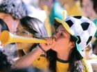 Brazilian fans cheer their team's victory