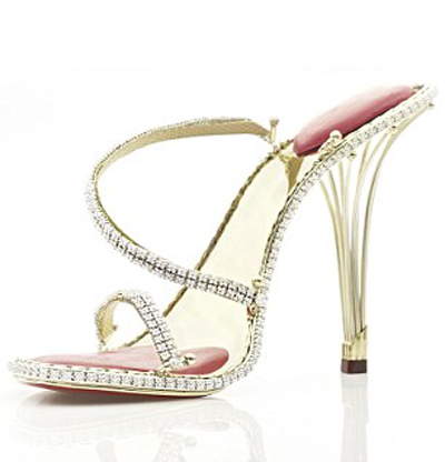With a £100,000 price tag, the Eternal Diamond stiletto is made entirely from gold and 2,200 diamonds.[CRI]