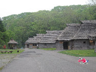 The houses of Ainu people in the Ainu Museum in north Japan's Hokkaido. [Photo by Chen Huang]