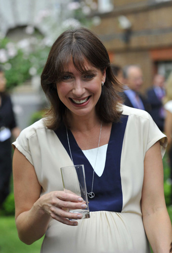 Samantha Cameron, wife of Britain&apos;s Prime Minister David Cameron, hosts a reception at Downing Street in central London July 7, 2010.[Xinhua]