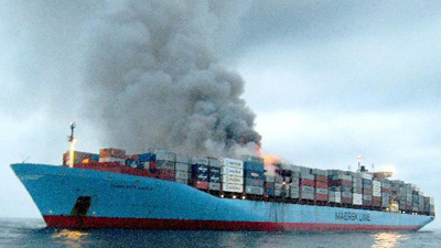 Dutch cargo ship catches fire en route