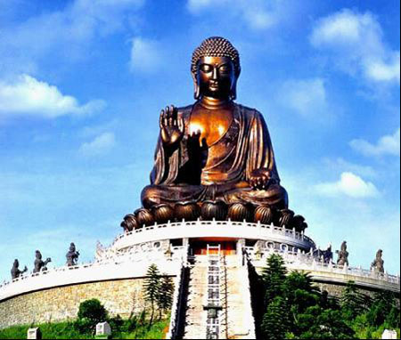Giant Buddha at Lantau Island beside the Po Lin Monastery is the world's tallest, outdoor, seated bronze Buddha. 