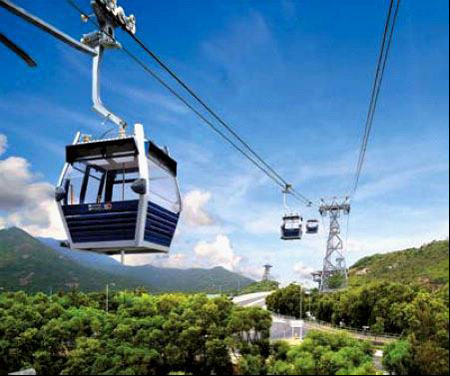 Ngong Ping 360 comprises the 5.7 km Ngong Ping Skyrail, a 25-minute cable car ride which offers a spectacular view of the beautiful landscape of Lantau Island, and the cultural and religious themed Ngong Ping Village.