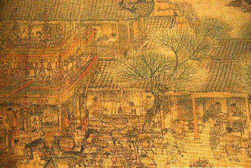 Part of the painting Along the River During the Qingming Festival is seen in this picture. [Xinhua]