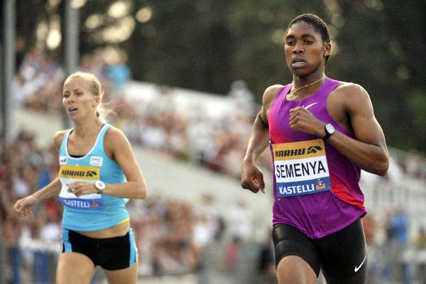 South Africa's athlete Caster Semenya wins 800 metres in Lappeenranta, eastern Finland on Thursday, July 15, 2010. Caster Semenya has won her first race since being cleared to return to competition after underdoing gender tests. The 19-year-old South African won the 800 meters in a modest time of 2 minutes, 4.22 seconds on Thursday at the low-key Lappeenranta Games. (Xinhua/Reuters Photo)