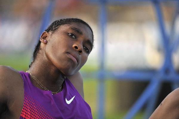 South Africa's Caster Semenya gets ready for her first race since the Berlin World Championships last year, in Lappeenranta, Eastern Finland, July 15, 2010. World 800 metres champion Semenya, returning to competition after an enforced break for controversial gender tests, will be back at her peak in October and will take the Commonwealth Games gold, her coach said. (Xinhua/Reuters Photo)