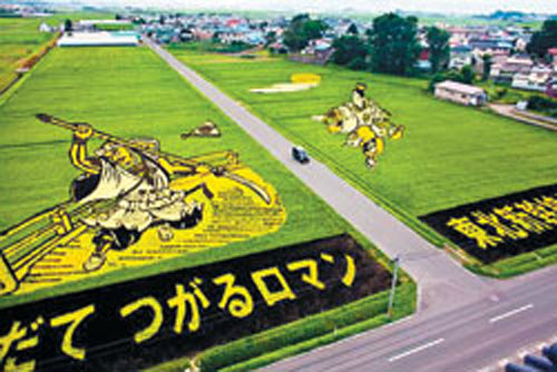According to the New York Times, every year since 1993, the villagers of Inakadate, Japan have created pictures using rice paddies as their canvas and living plants as their paints and brushes. Their creations have been given a name - paddy art.
