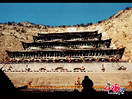 Daluo Palace is a large-scale, thirteen-story Taoist architectural complex on Mianshan Mountain in Jiexiu City of the central Shanxi Province. It boasts to be the highest immortal realm of Daoism and the biggest Daoist temple in China. [China.org.cn]