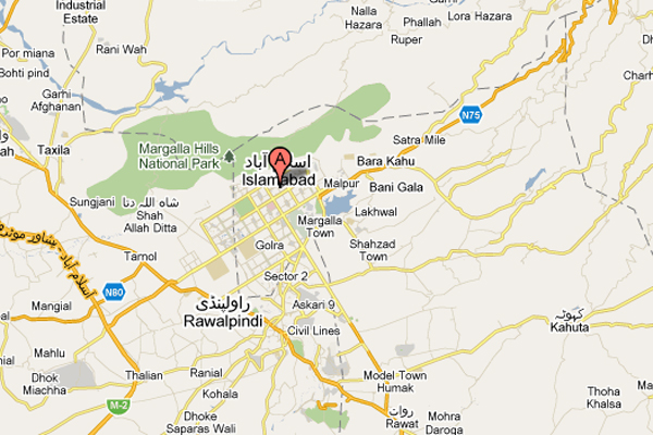 Location of Margalla Hills in Pakistan's capital Islamabad. (Map Source: Google Maps) 