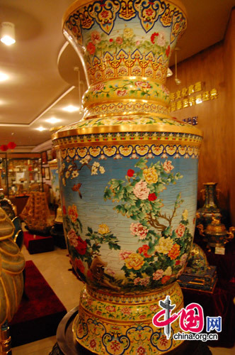 The Beijing Enamel Factory puts out roughly 1,500 pieces of Cloisonné every year. Built in 1956, after the founding of the People's Republic of China, the factory also has a shop and historical gallery.