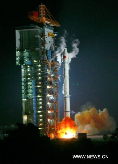 The fifth orbiter into space, as part of its satellite navigation and positioning network known as Beidou, or Compass system, is launched on the Long March 3I carrier rocket at Xichang Satellite Launch Center in Xichang, southwest China's Sichuan Province, on August 1, 2010.