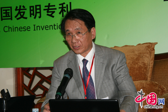 Zhu Aidao, general manager of Shanghai Zhongchangjiang Telecommunication Technology Co., Ltd, interviewed at the First Global Green Prosperity Forum in Beijing, July 30. [Wang Wei/China.org.cn]