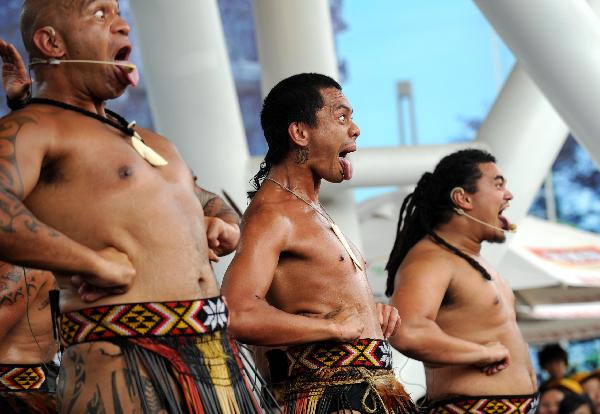 Maoris of New Zealand perform Haka at Shanghai Expo