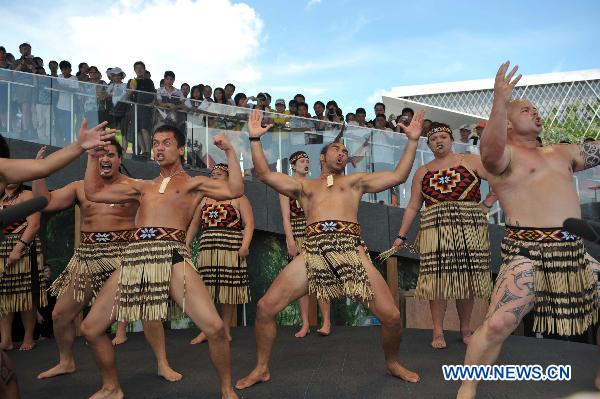 Artists perform New Zealand's dance Haka at Expo Park