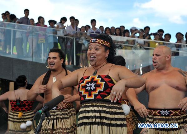 Artists perform New Zealand's dance Haka at Expo Park