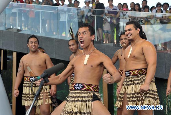 Artists perform New Zealand's dance Haka at Expo Park