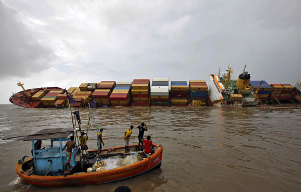 Cargo ship overturns after collision off Mumbai coast
