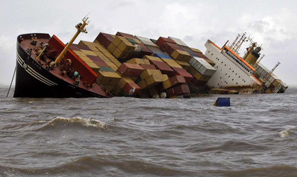 Cargo ship overturns after collision off Mumbai coast