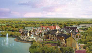An artist's impression of the western architectural complex area in the Expo.