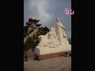 Mianshan Mountian in Shanxi Province is a tourist park filled with Buddhist and Taoist The statue of Jie and his mother sits on Dragon Ridge, which is the first area of Mianshan Mountain, just inside the main gate.[Photo by Courtney] 