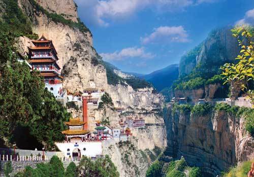 Mianshan Mountian in Shanxi Province is a tourist park filled with Buddhist and Taoist Temples and trails for minor hiking through some of the valleys. 