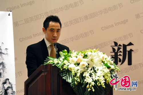 Kong Xiangxi, executive chairman of the film festival and CEO of China Image Ltd., speaks at the press conference.