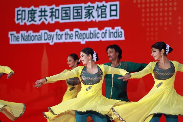 Artists perform to celebrate National Pavilion Day of India at Expo