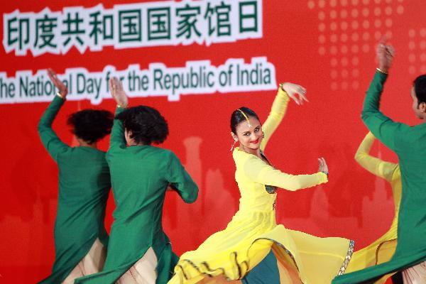Artists perform to celebrate National Pavilion Day of India at Expo