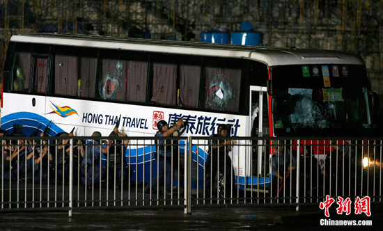 At least eight tourists from Hong Kong were confirmed dead and another two seriously injured in a bus hijack in Manila Monday, Chinese Foreign Ministry spokesman Ma Zhaoxu said Monday night.