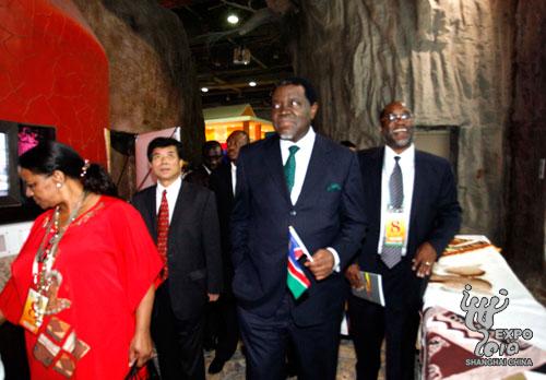 Officials visit the Namibia Pavilion.