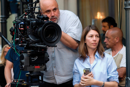 US director Sofia Coppola on set.