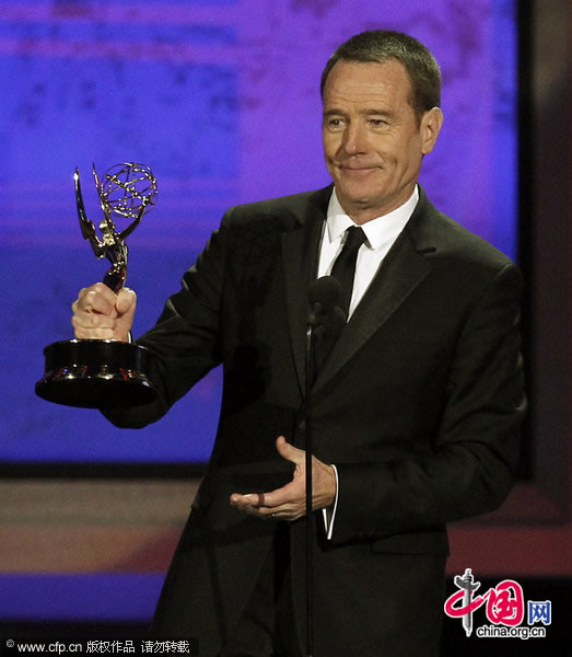 Bryan Cranston accepts the award for outstanding lead actor in a drama series for Breaking Bad during the 62nd primetime Emmy Awards Sunday, August 29, 2010, in Los Angeles.