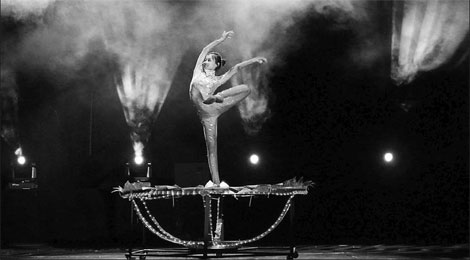 A performer from the Beijing Xueming Art Troupe showcases her talents at the China Puppet Theater.