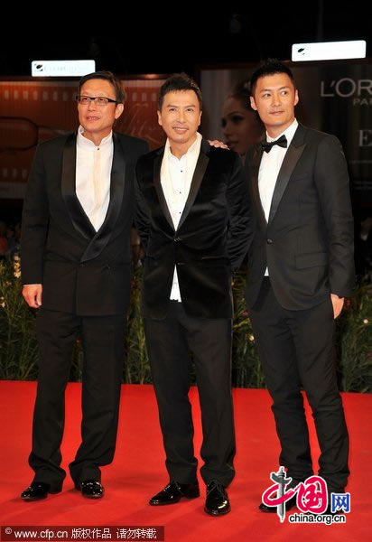 (L-R) Director Andrew Lau, actor Donnie Yen and actor Shawn Yue attend 'Legend Of The Fist: The Return Of Chen Zhen' premiere during the 67th Venice Film Festival at the Sala Grande Palazzo Del Cinema on September 1, 2010 in Venice, Italy. 