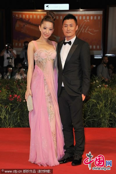 Actor Shawn Yue (R) and guest attend the 'Legend of the Fist' premiere at the Palazzo del Cinema during the 67th Venice International Film Festival on September 1,2010 in Venice, Italy.