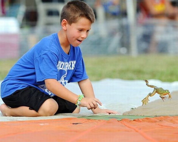 The traditional Frog Jump festival was held on August 15, 2010, in Valley City, Ohio. Since 1962, the city has held an annual contest patterned after Mark Twain&apos;s story, &apos;The Celebrated Jumping Frog of Calaveras County.&apos; [Xinhua]