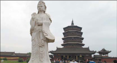 The Wooden Pagoda in Yingxian does not use a single piece of iron, brick or stone. [Photo: China Daily] 