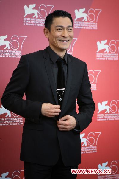 Andy Lau poses during the 'Detective Dee and the Mystery of the Phantom Flame' red carpet event at the 67th Venice Film Festival Sept.5, 2010.
