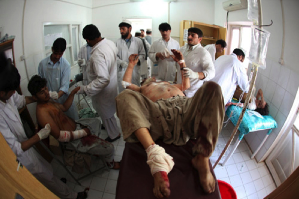 Following four explosions in the city centre of Lashkargah, Afghanistan on 20 June 2010, Médecins Sans Frontières (MSF) staff worked together with local hospital staff at Boost hospital to treat 24 wounded. Having left the country after the brutal killing of five staff in Badghis province in June 2004, Médecins Sans Frontières (MSF) returned to Afghanistan in 2009. Increasing signals that the overall situation for Afghans was getting worse rather than better motivated the return.[Ton KOENE]