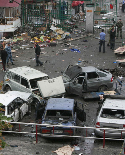 A general view shows a blast site in Vladikavkaz, September 9, 2010. [China Daily/Agencies]