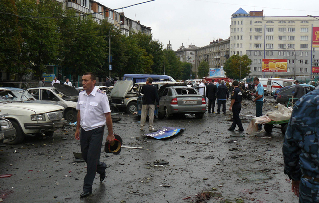 A general view shows a blast site in Vladikavkaz, September 9, 2010. [Xinhua]