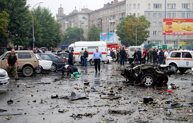 A general view shows a blast site in Vladikavkaz, September 9, 2010. [Xinhua]