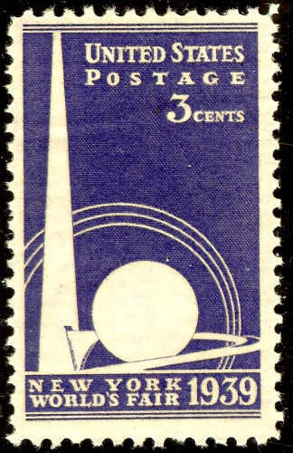 A stamp commemorating the New York World's Fair of 1939 
